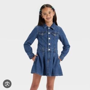 New Cat & Jack Blue Denim XS-4/5 Jacket Dress